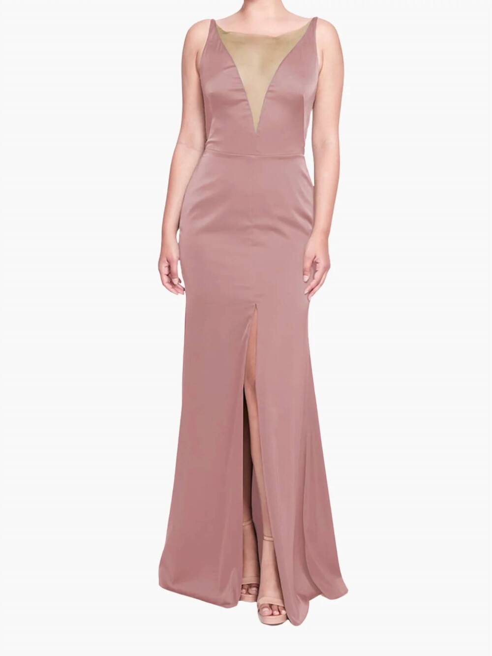 NEW MARCHESA NOTTE emilia charmeuse deep v gown in rose